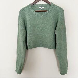 BP Pullover Long Sleeve Cropped Sweater Plush Soft Fabric Sage Green Size Medium